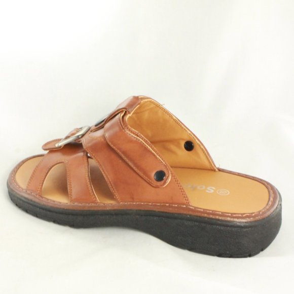 SOLEADO Brown Leather Strappy Sandals Like New - Picture 2 of 7